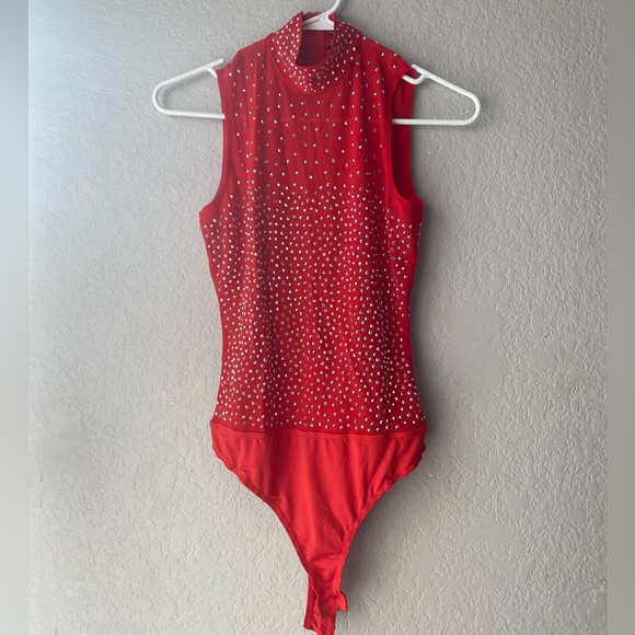 Red bedazzled bodysuit from FashionNova - Picture 2 of 5
